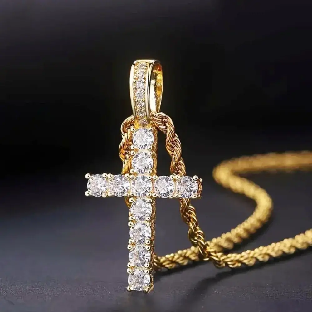 TOP-FASHION - Huitan 60Cm Twisted Chain Long Necklace for Women/Men Fashion Luxury Cubic Zirconia Cross Pendant Necklace Gift Love Accessories