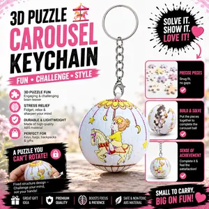 Wooden Horse Girl 3D Puzzle Keychain, Creative Gift for Couples, Friends, Classmates, Fun Assembly Keychain, 3D Ball-Shaped Pendant
