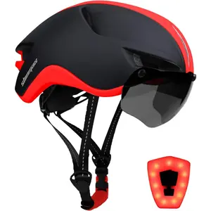 Shinmax Adult Fit Bike Helmet - PC Shell, Shock Absorb, Removable Magnetic Goggles, USB Rechargeable LED Lights, Adjustable Size, Ultralight for Road Mountain Cycling Men Women