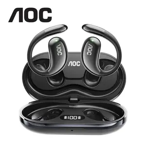 AOC ACD2514 Bluetooth 5.4 Headphones – Active Noise Cancellation, LED Display, Clear Calls, Sweatproof & Waterproof Sports Earphones; includes USB-C Charging Case, Real-Time Battery Display, and Universal Device Compatibility in-ear