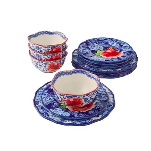 Heritage Floral 12-Piece Stoneware Dinnerware Set