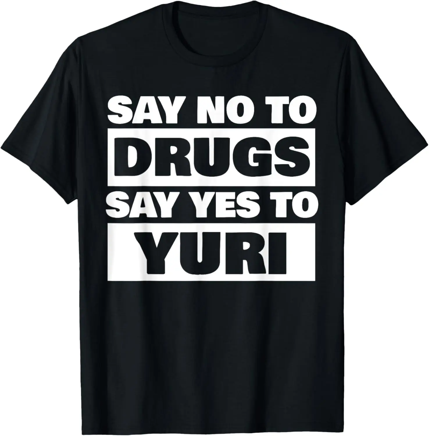 Men's Breathable Graphic T-Shirt - Say No To Drugs Yes To Yuri Funny Lesbian WLW Gay Anime Gift, Summer Casual Short-Sleeve Top, Comfortable Fabric