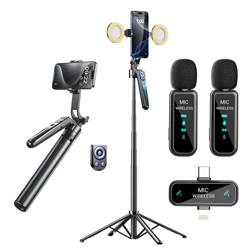 INFOJIFA 4th-Gen AI Smartphone Selfie Stick Tripod with 720° 4-Axis Rotation, Bluetooth Remote, 79ft Range Microphone, 12h Mic Battery, Fill Light, 4th-Gen AI Face-Tracking, Mobile Vlogging Equipment for iOS/Android Women's Accessories