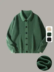 Men's Casual Knit Cardigan with Long Sleeves, Classic Lapel Button Design, Soft Skin-Friendly Fabric for Fall & Winter