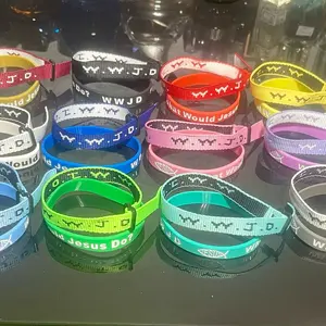 2 WWJD Bracelets 1 Woven & 1 Silicone Wristband Matching / Pairing Sets - What Would Jesus Do? Fashion Jewelry - High Quality , 100% Genuine