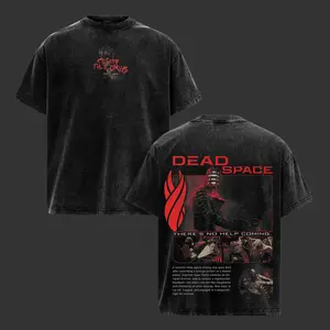 Retro The Dead Space Clothes Graphic Oversized Washed Tee Hoodie Sweatshirts Game Acid Washed Soft Lightweight Cotton Top, Gift For Gamer Crew Neck Menswear Streetwear a 90s Graphic Tees Men's T-shirt