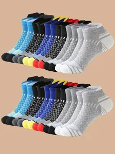12 Pairs Men's Ankle Socks, Casual Striped Low Top, Breathable Athletic Sport Socks, Comfortable for Daily and Outdoor Wear, All Seasons