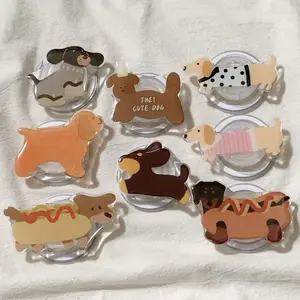 NEW Korea Cartoon Cute Funny Dog For Magsafe Magnetic Phone Griptok Grip Tok Stand For IPhone 16 Samsung Foldable Case Holder