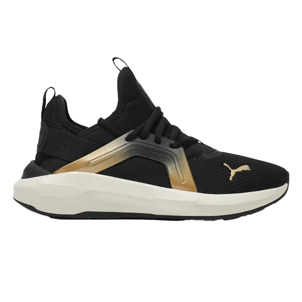 PUMA Womens Softride Enzo 5 Metallic Wide Lace Up Sneakers Shoes Casual - Black