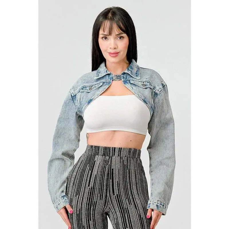 Denim Bolero Cropped Jacket