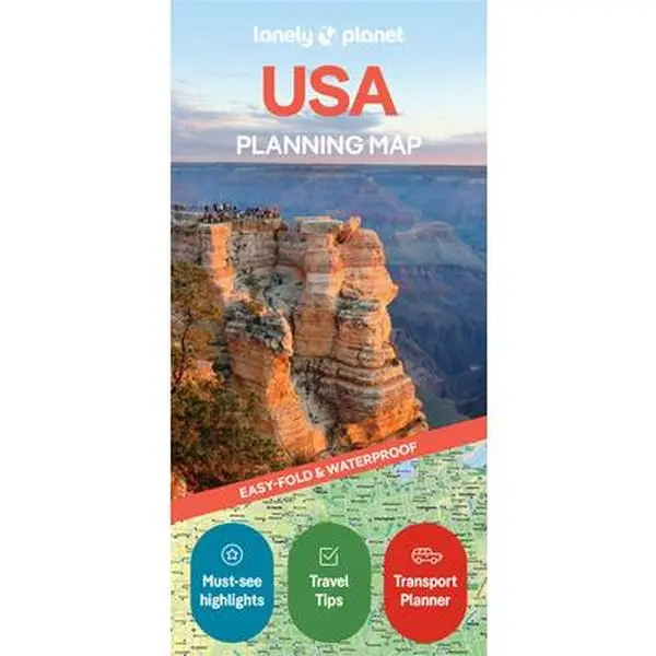 Lonely Planet USA Planning Map: Durable, Waterproof, Easy-Fold Travel Map with Attractions, Itineraries & Transport Guide -- Lonely Planet, Sheet Map, Folded
