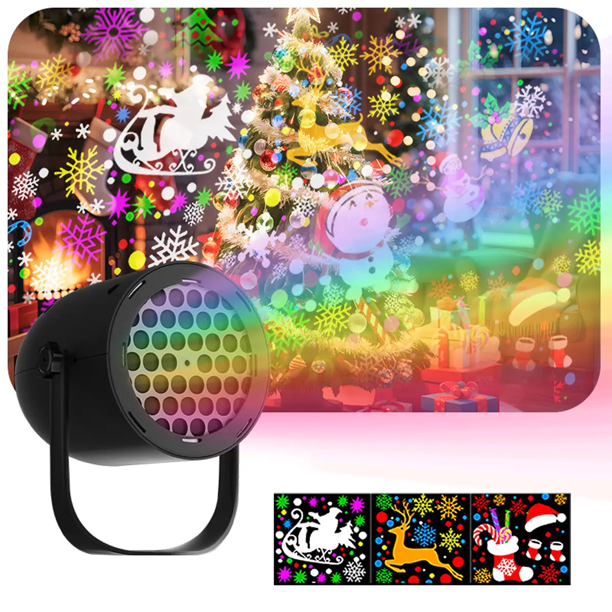 Rotating Pattern LED Christmas Projector Light, Plug-In Snowflake Projection Lamp, Outdoor Holiday Stage Decor Light for Christmas & Party Layout