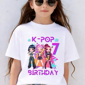 Girls Kpop Birthday Shirt Age 5–12 – Cute Chibi Kpop Style Birthday T-Shirt for Girls, Kids, Funny Birthday Girl Gift Tee