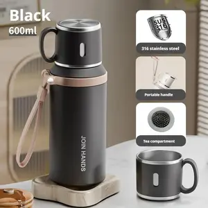 600Ml Insulated Water Bottle Stainless Steel Thermos Bottle Heat and Cold Insulation Water Bottle Thermos Bottle for Tea Coffee Vacuum Thermos Bottle, Suitable for Multi-Person Groups and Multi-Scene Use, Insulation Coffee, Water, Beverage All Universal