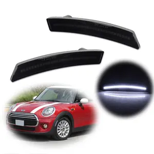 2pcs of brand new smoked lens White LED front side marker lamps lights for MINI Cooper 2007 2008 2009 2010 2011 2012 2013 2014 2015 2016 R55 R56 R57 R58 R59 R60 R61