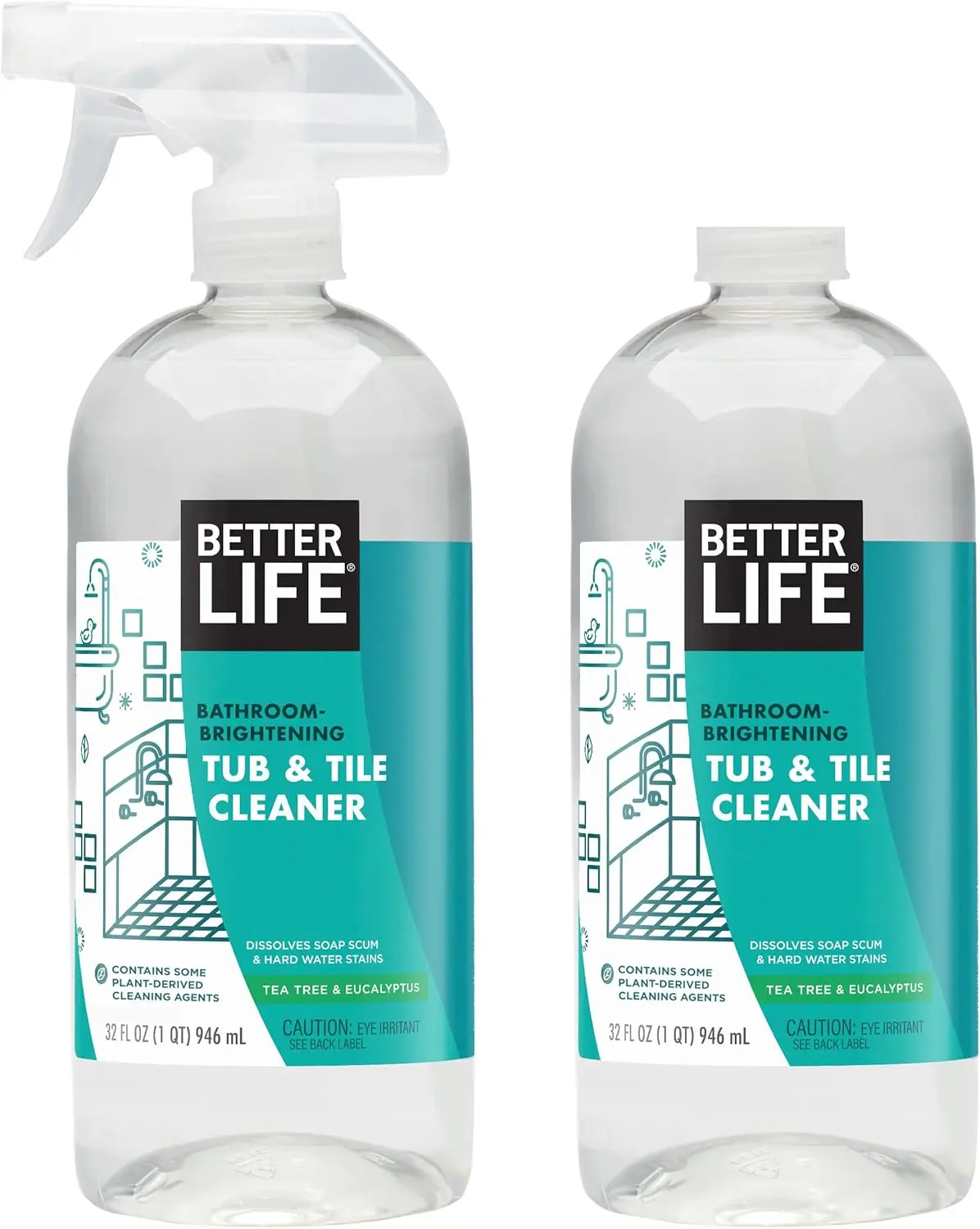 Pack of 2 Bathroom Cleaner - Tea Tree Bathtub & Shower Cleaner Spray for Glass and Tile