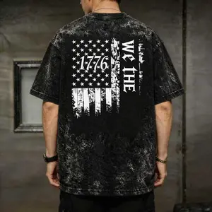 This men’s short-sleeve athletic T-shirt is made from breathable, comfortable fabric—featuring the “Trending 1776 We The People” design with an acid-wash, distressed American flag motif—and has a classic crew neck, making it ideal for a wide range of spor