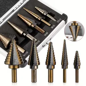 5pcs Hss Cobalt Step Drill Bit Set, Multi-Purpose 50 Types, High-Speed Steel with Oxide, for Drilling Metal Wood Plastic Aluminum Titanium Zinc