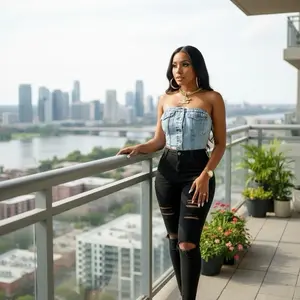 Large Denim Top - Stylish Strapless Design for Everyday Wear