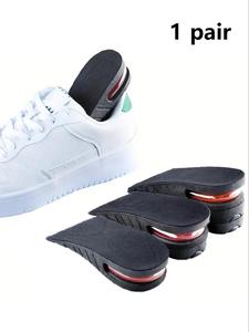 black invisible height increasing shoes insoles, for women's shoes, height increase insole, soft shock-absorbing height boosters, removable portable comfort height increasing insole, invisible heels insoles for athletes, shock absorption comfy