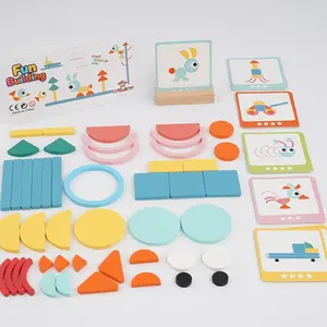 48 new wooden geometric building blocks | Fun and creative puzzle toys | Parent-child interactive games | Children's logical thinking training | Non-toxic fine movement skills development toys | Christmas and New Year birthday gifts