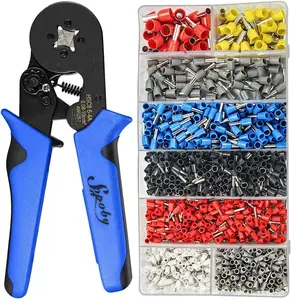 Sopoby Ferrule Crimping Tool Kit AWG 28-8 Self-Adjustable Ferrel Crimper Kit with 1200PCS Electrical Wire Terminals Crimp Connectors