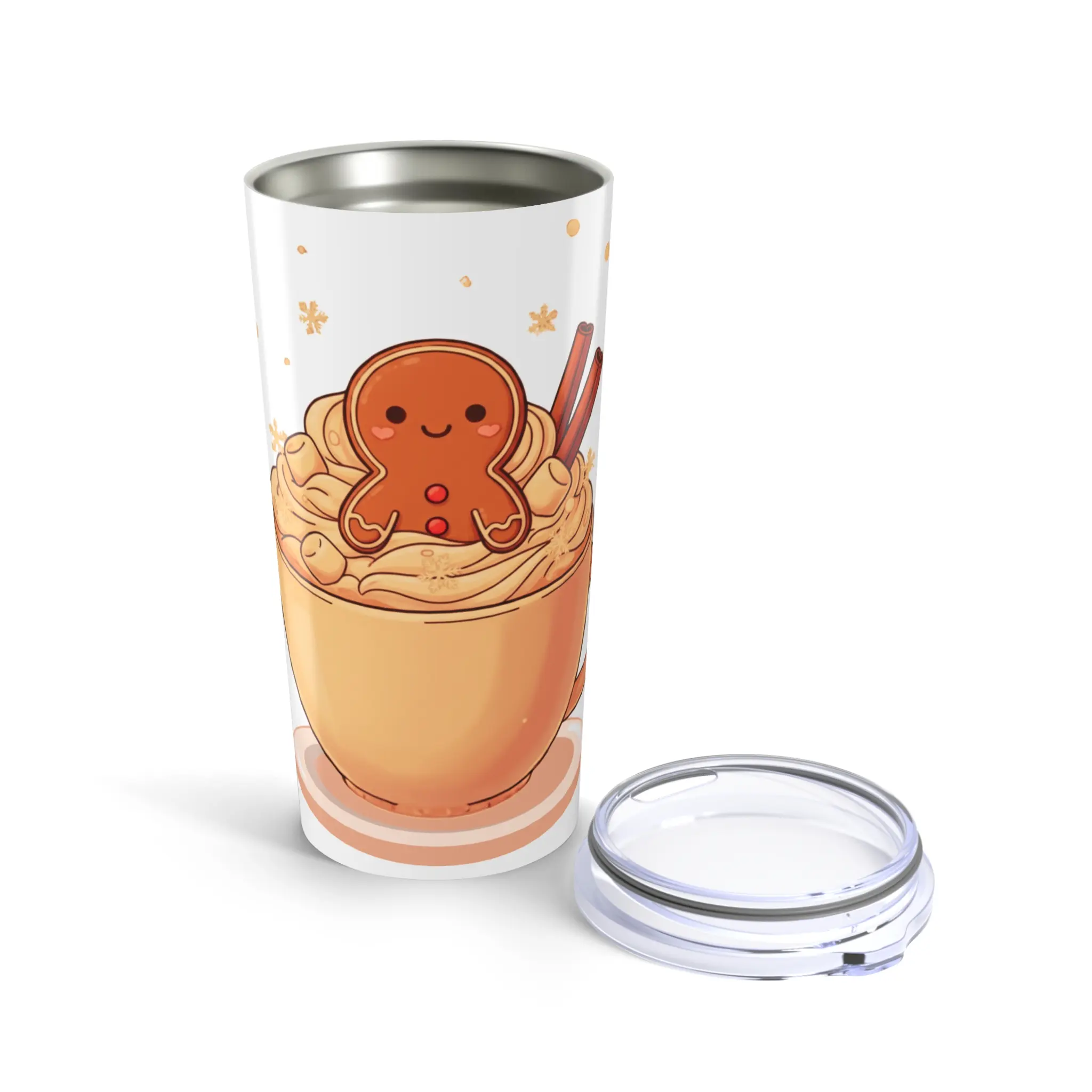 Gingerbread Christmas Tumbler – Cute Holiday Cup with Whipped Cream Art, Cozy Winter Gift, Insulated Drinkware for Hot & Cold Drinks