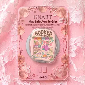 Booked and Busy Phone Grip Magnetic Acrylic, Aesthetic Pink Reading Schedule Phone Stand Holder for MagSafe Case, Trendy Cute Bookworm Gift for Her