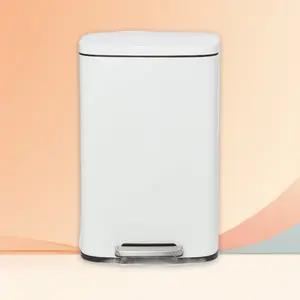 45L Rectangular Step Trash Can Silver - Stainless Steel Trash Can, 45L, Silver, for Kitchen, Step Design, Brightroom