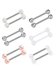 Simple Stainless Steel Nipple Ring, Minimalist Nipple Piercing Body Jewelry For Women & Girls, All-match Tongue Ring