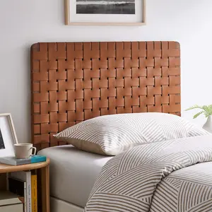 Modway Sparta Weave Twin Vegan Leather Headboard in Walnut Brown