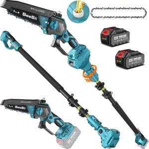 2-IN-1 Cordless 6-inch Electric Pole Saw, SeeSii Brushless Chain Saw with 2x 2.0Ah Battery, 16-Foot MAX Reach Brach Tree Saw with Extension Pole for Wood Cutting Garden CH600  #TikTokShopBlackFriday