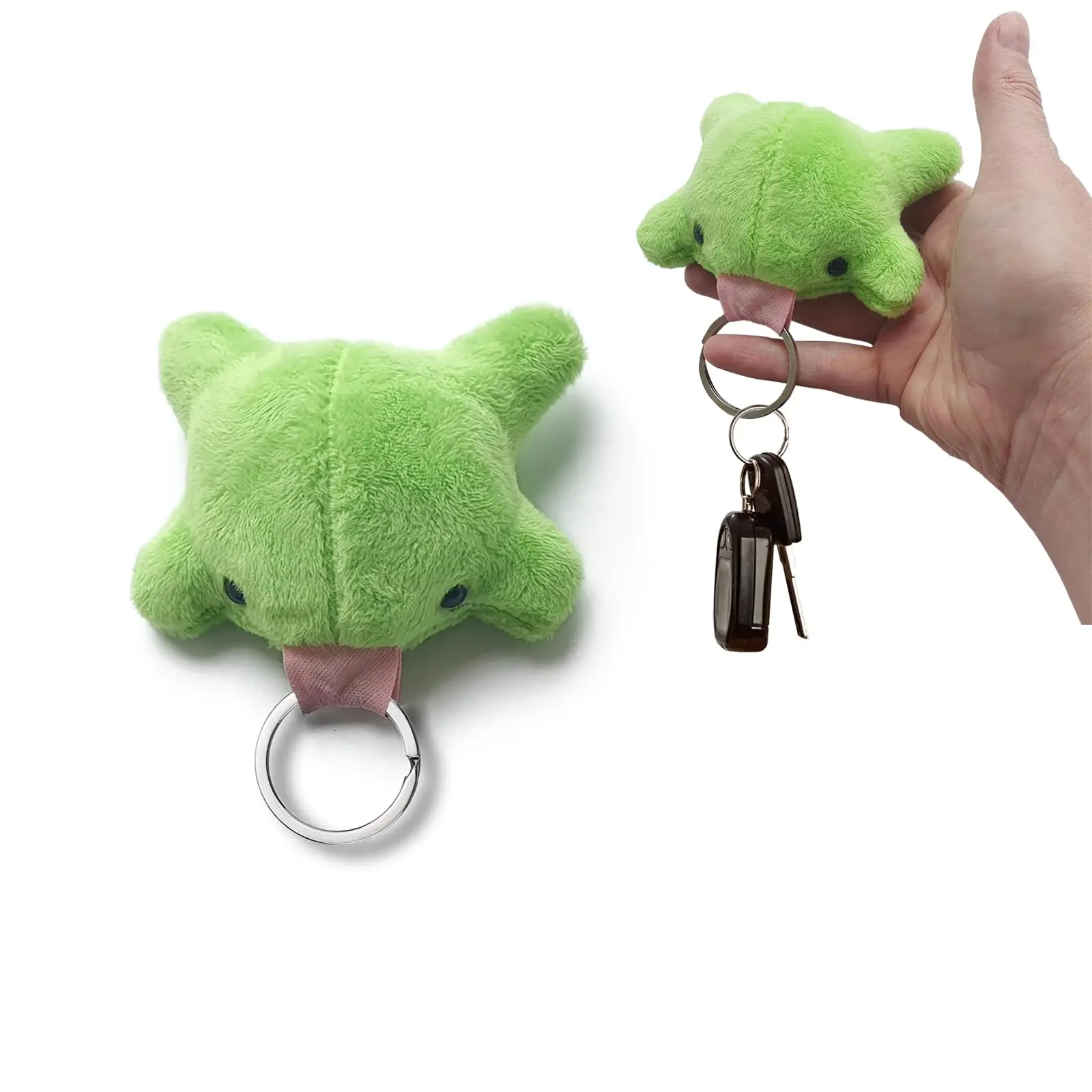 2Pcs Cute Frog Keychain,Frog Plush Keychain,Green Frog Purse Bag Charms Funny Frog Decor Car Keys Gifts