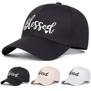 Unisex Blessed Letter Embroidered Baseball Cap Outdoor Sport Adjustable Sunscreen Leisure Hat Spring Autumn Travel Tourism Beach Vacation