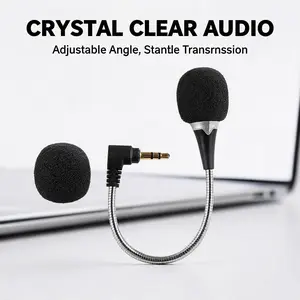 M02 Flexible Gooseneck Wired Microphone, 9cm Ultra-Compact Portable, High-Quality Audio Low Wind Noise, Ideal for Streamers, Students, Office Meetings