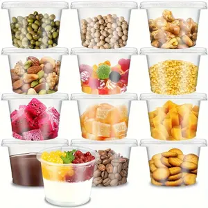 50pcs 8 OZ Large Disposable Clear Plastic Cups with Flat Lids - Cups for Hot and Cold Drinks, Yogurt, Parfaits, Soups, Snacks, Dessert, Salad - Durable, Leak-Resistant, and Convenient Takeaway Containers
