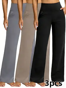 3-piece women's  straight-leg pants, straight-leg pants, fitness yoga, home casual, casual sports straight-leg pants, women's long pants, fashionable and elegant straight-leg pants, long pants