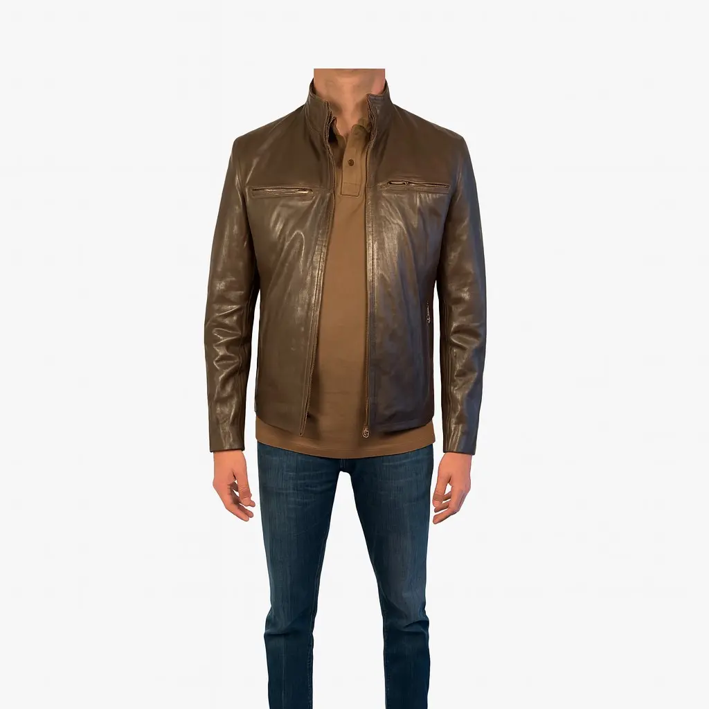 Pelleaura Men's Driggs Leather Jacket Brown - Stylish and Classic Design for Men