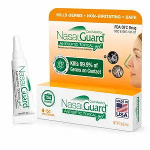 NasalGuard Nasal Antiseptic Gel | Helps Kill 99.9% of Germs Around the Nose | Alcohol-Free, Moisturizing, Daily Use | Drug-Free Protection | 150+ Applications (Cool Menthol, 3g)