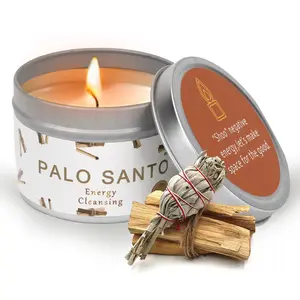 Long Lasting Palo Santo Smudge Candle | 4.4 Oz 1 Pack - 25-Hour Burn | Essential Oils, 100% Natural Ingredients | Smoke Free, Petroleum Free Candle to Cleanse Your Home