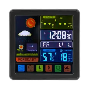 Indoor & Outdoor Thermometer, Multifunctional Weather Station, All-weather Clock, Home Humidity Barometer Monitor, Temperature Measuring Instrument