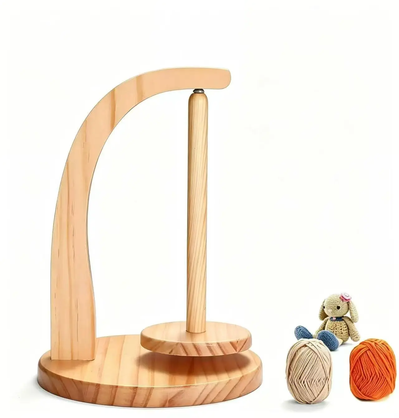 Yarn Holder for Crocheting, Magnetic Rotating Wooden Yarn Spinner, Detachable Easy Assembly Yarn Ball Dispenser, Yarn Storage Organizer, Practical Gift for Knitting Lovers & Craft Moms