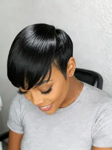 Pixie Wig 150% Density Wigs for Women, Glueless Wig, Short Straight Hair, Daily & Party Use, No Ca Prop 65 Re