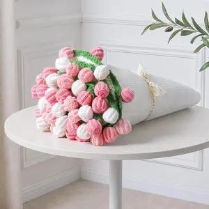 Crochet Flower Bouquet Throw Blanket, 43inch Handmade Knitted Blanket with Rose Flowers, Cute Romantic Gift for Her Girlfriend Mom Mother’s Day Valentine Wedding Anniversary Birthday, P