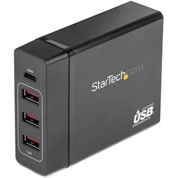 StarTech DCH1C3A 60W 3-Port USB-C Charger - Multi-Port Type-C Adapter, Superior Quality Performance Charging Solution with Reliability for Mobile Gadgets
