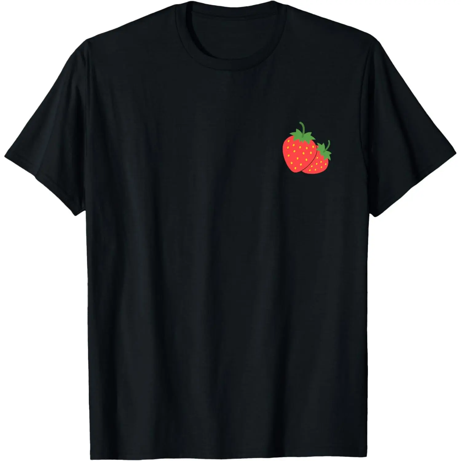 100% Cotton Strawberry Pocket Shirt Strawberry Art T-Shirt Trendy T-Shirt