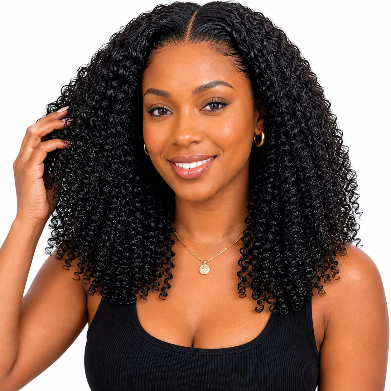 **7x5 HD Lace Glueless Curly Human Hair Wig – 16 Inch, 250% Density, Pre-Bleached Knots, Natural Black**