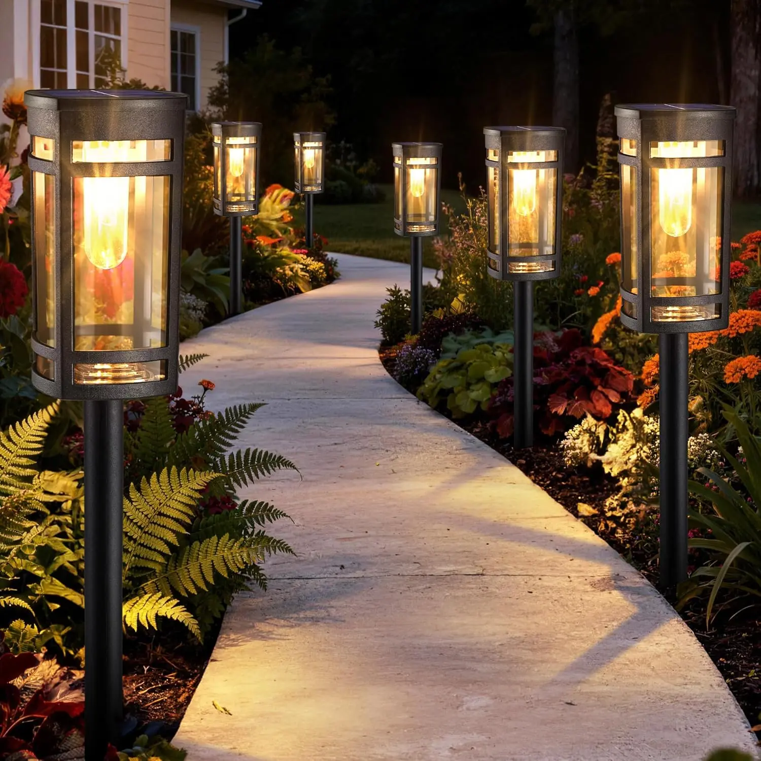 Flacchi Store 6-Pack Waterproof Decorative Solar Path Lights - Solar Outdoor Lights for Walkway, Landscape Decor (Home Improvement Outdoor Lighting)