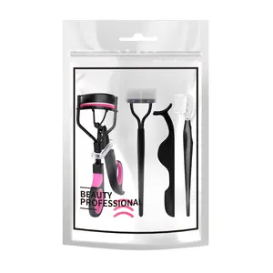 Women's Eyelash Curler and Brow Brush Set with Eyelash Curler, Lash Comb Separator, Mascara Brush, Eyelash Extension Tweezers, Angled Eyebrow Brush and Comb, 4 Silicone Refill Pads