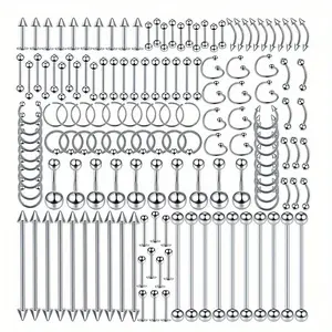 "⚡️[2025 SPRING EDITION]150-Piece Piercing Kit✨ Surgical Steel Nose/Lip/Tongue/Navel Jewelry| Industrial Barbells & Cartilage Hoops| Hypoallergenic & Durable Gift Box for Festival/Wedding/Alt Fashion|#PiercingLovers2025#FestivalJewelry#AltWedding#
